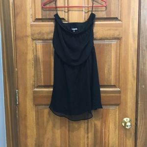 Black strapless chiffon dress